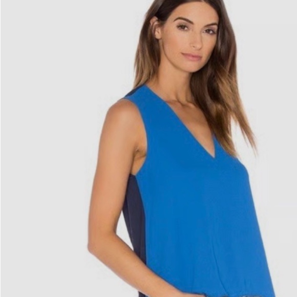 BCBGMaxAzria Royal Blue and Navy V-Neck Tank Top with Scoop back